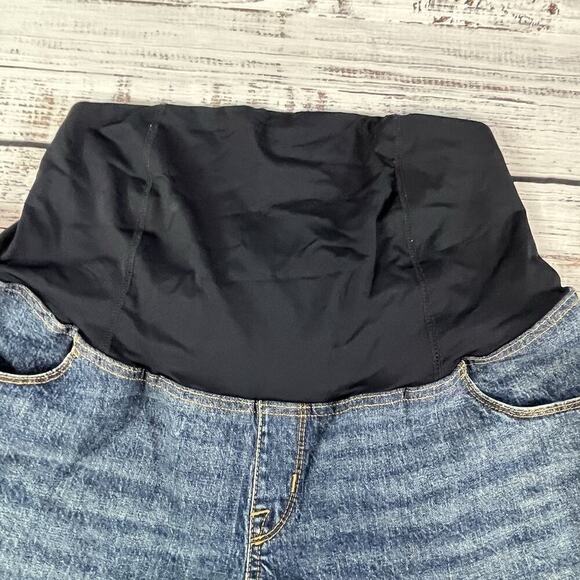 Isabel Maternity Denim Jean Shorts sz 14/32 Midi Short Crossover Panel 4"Inseam - Picture 2 of 10